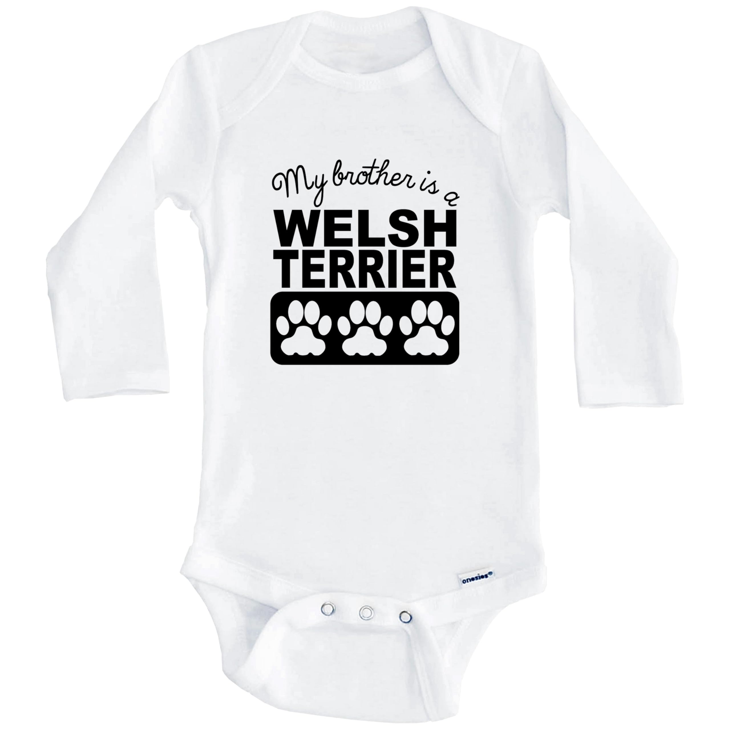 My Brother is a Welsh Terrier Baby Bodysuit - Cute Long Sleeve Onesie for Infants & Toddlers - Perfect for Family Photos, Playdates & Holiday Gifts