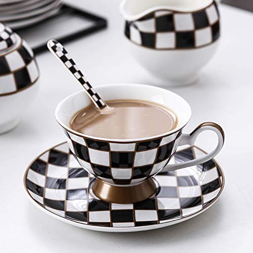 Porlien 17-Piece Floral Tea Set with Teapot, 5oz Teacups & Saucers, Milk Jug & Sugar Bowl - Elegant Afternoon Tea Service for 6 People, Perfect for Bridal Showers, High Tea Parties & Home Decor