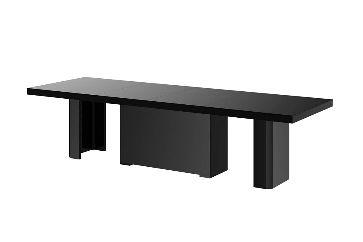 LOSOK Max Extendable Dining Table for 6-10 People - Solid Wood Black Modern Expandable Kitchen Table - Perfect for Small Spaces, Dinner Parties & Family Gatherings