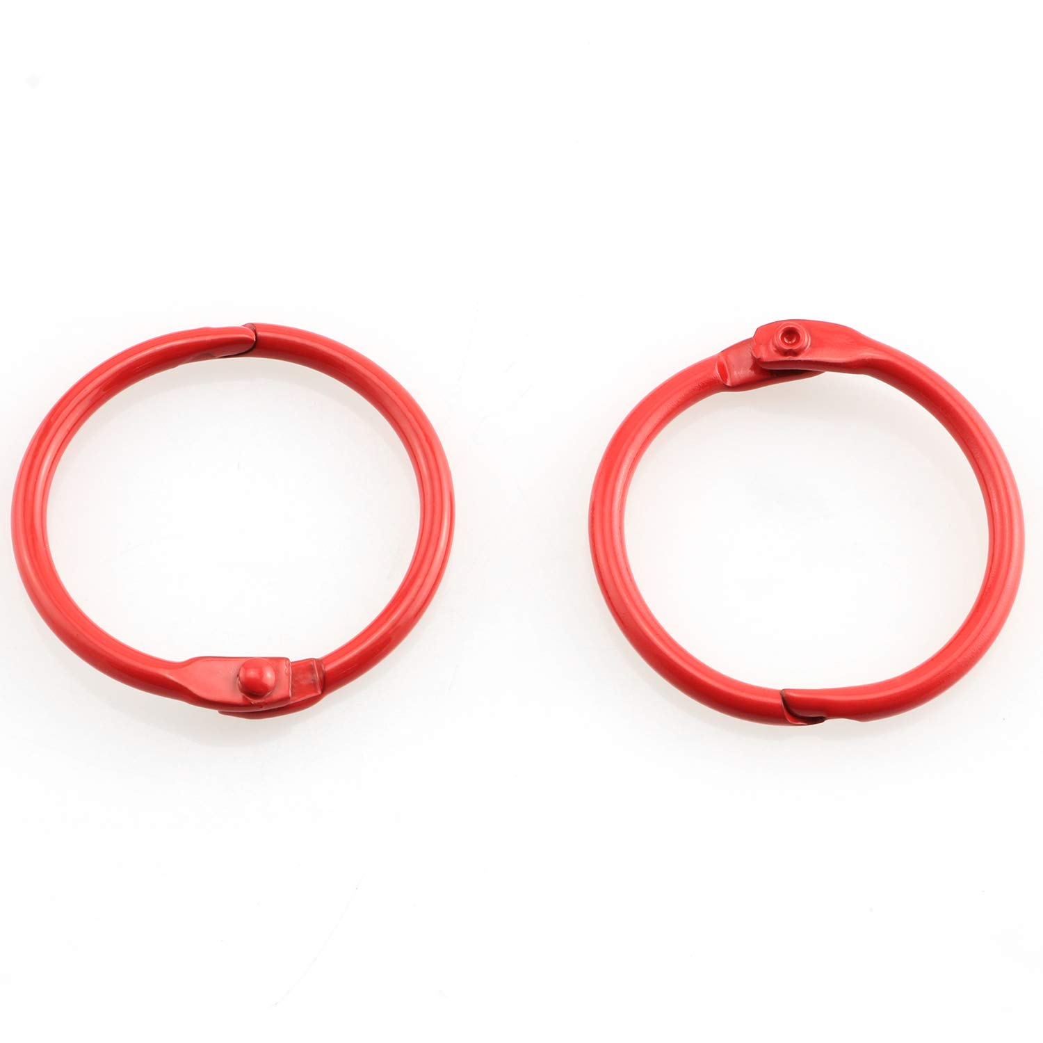 50pcs 1 Inch Metal Book Rings - Silver Loose Leaf Binder Rings for Scrapbooking, Sketchbooks, Photo Albums, DIY Projects & School Supplies - 25mm Hinged Buckle Rings (Red) - Perfect for Organizing Documents, Crafting & Office Use