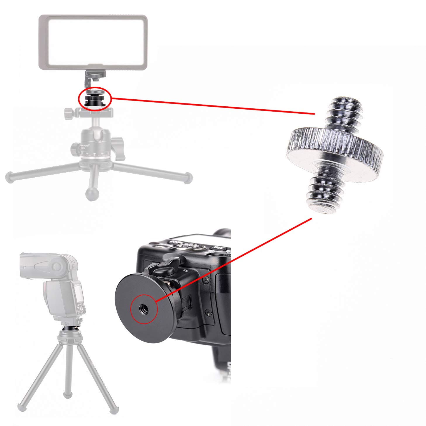 Kare & Kind 20-Piece Adapter Mount Set - 1/4 Inch & 3/8 Inch Threaded Screw Converters - Standard Camera Tripod Thread - Compatible with DSLR Cameras, Tripods, Light Stands, Monopods & Ball Heads - Perfect for Photography, Videography & Studio Equipment Setup