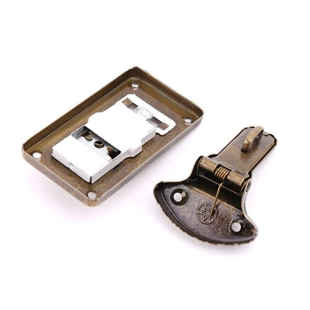 Vintage Bronze Tone Leather Suitcase Buckle Box with Antique Metal Lock & Toggle Hasp Latch - YINGJUN - Perfect for Vintage Luggage, Trunks, Chests & DIY Craft Projects