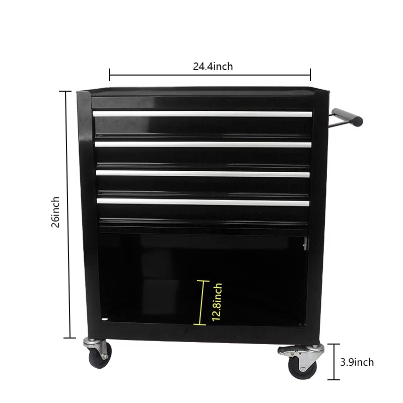 LUSPAZ 4-Drawer Rolling Tool Cart with Wheels - Heavy Duty 230 LBS Capacity Tool Storage Organizer for Garage, Workshop, Warehouse & Repair Shop - Portable Tool Chest for Mechanics, DIY & Home Improvement Projects