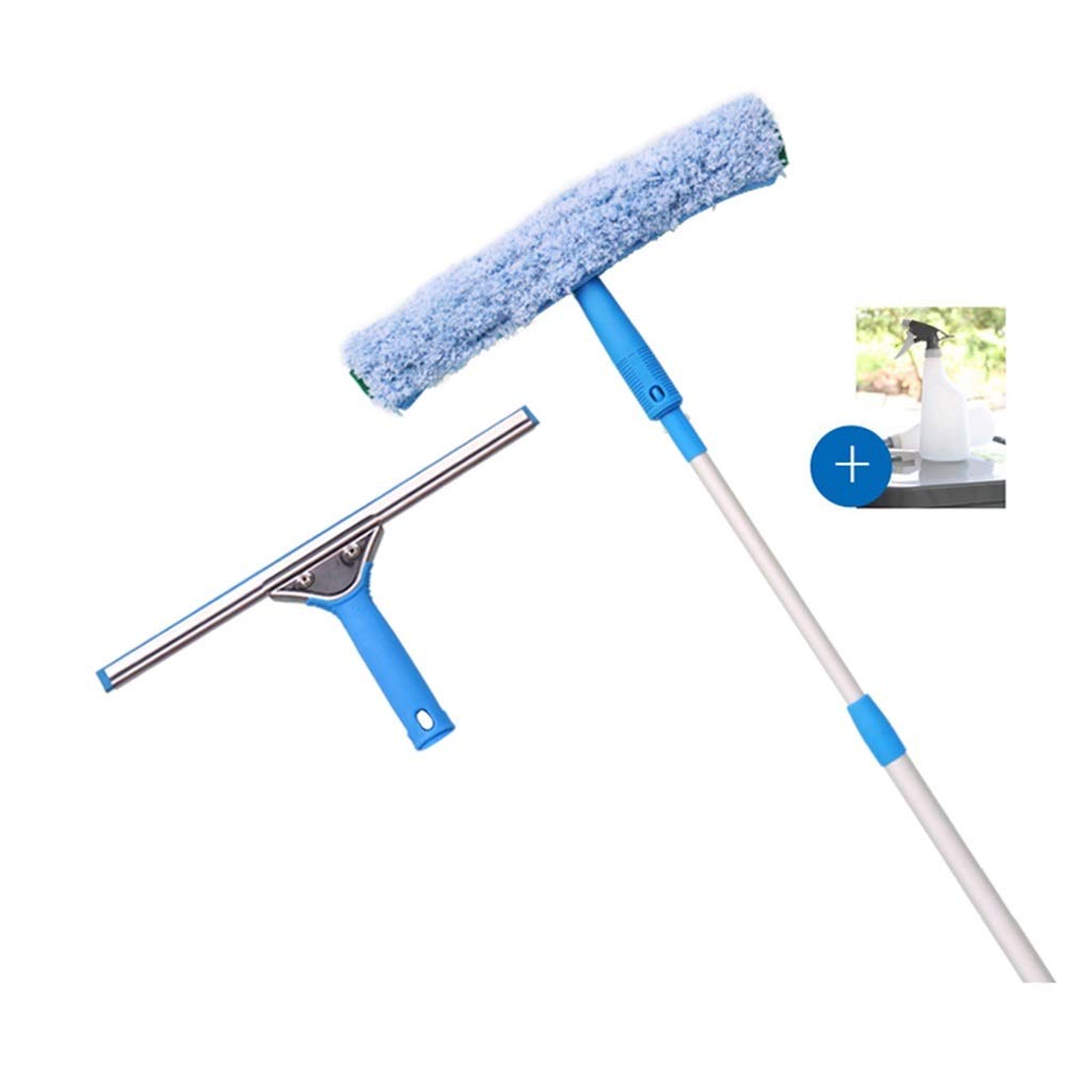**Premium Shower Squeegee with Microfiber Scrubber – Telescopic Adjustable Rubber Glass Wiper for Mirror, Shower, Car & Window – Includes Watering Can (35cm Brush Head) – Ideal for Bathroom, Kitchen & Auto Cleaning**