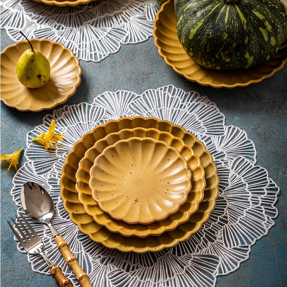 Paradise Yellow Ceramic Plate Set - Set of 2 Dinner Plates for Home Dining & Party Serving | Elegant Tableware for Everyday Meals & Special Occasions