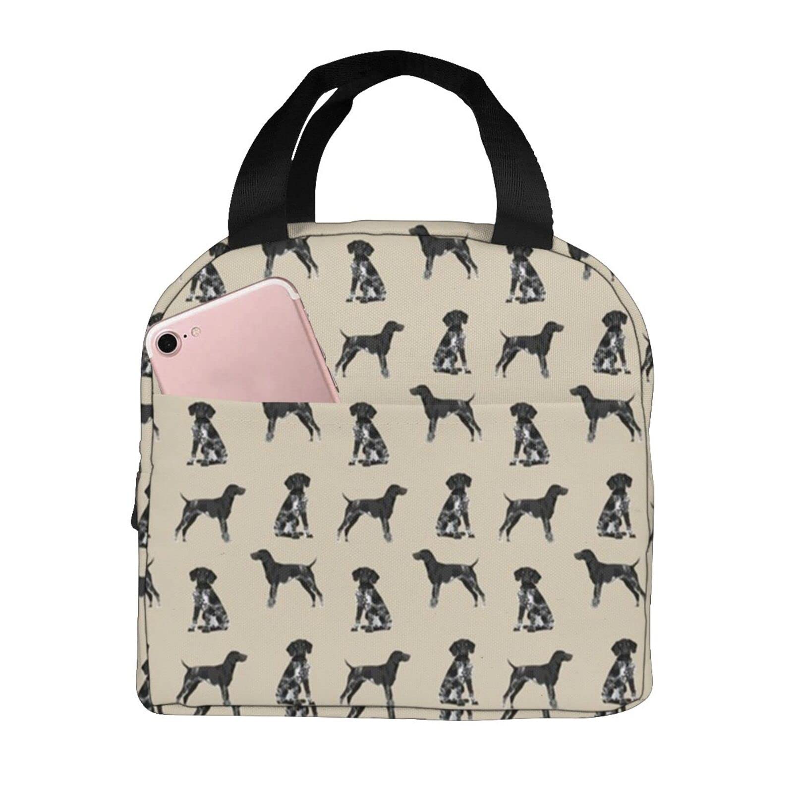 Black & White German Shorthaired Pointer Insulated Lunch Bag - Reusable Tote Lunch Box for Men & Women - Perfect for Work, School, Picnics & Outdoor Activities
