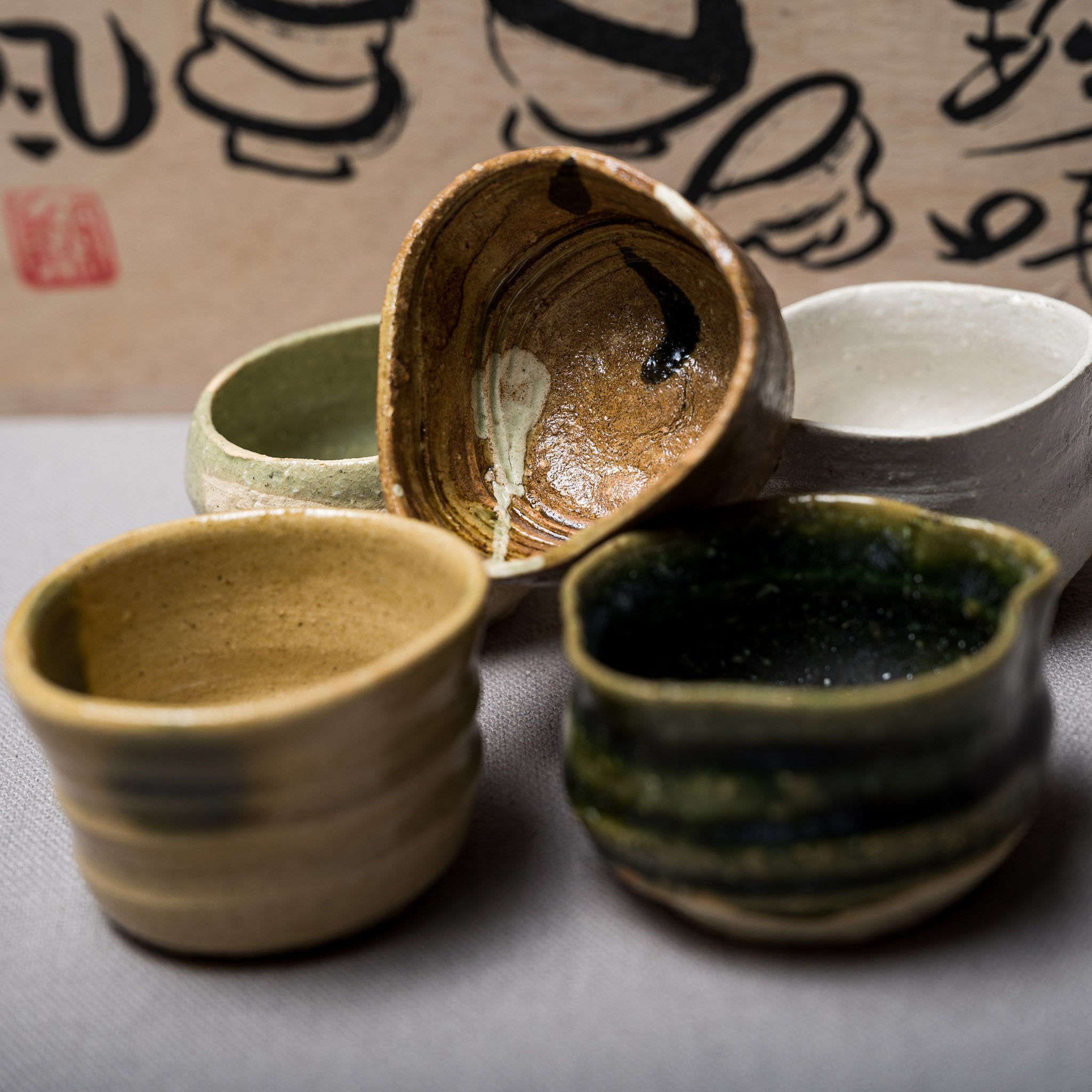 Premium Japanese Handmade Sake Cup Gift Set - Set of 5 Traditional Mino Ware Guinomis - Authentic Ceramic Drinking Cups for Sake, Whiskey & Tea - Perfect for Gifts, Japanese Tea Ceremonies & Home Bar Decor