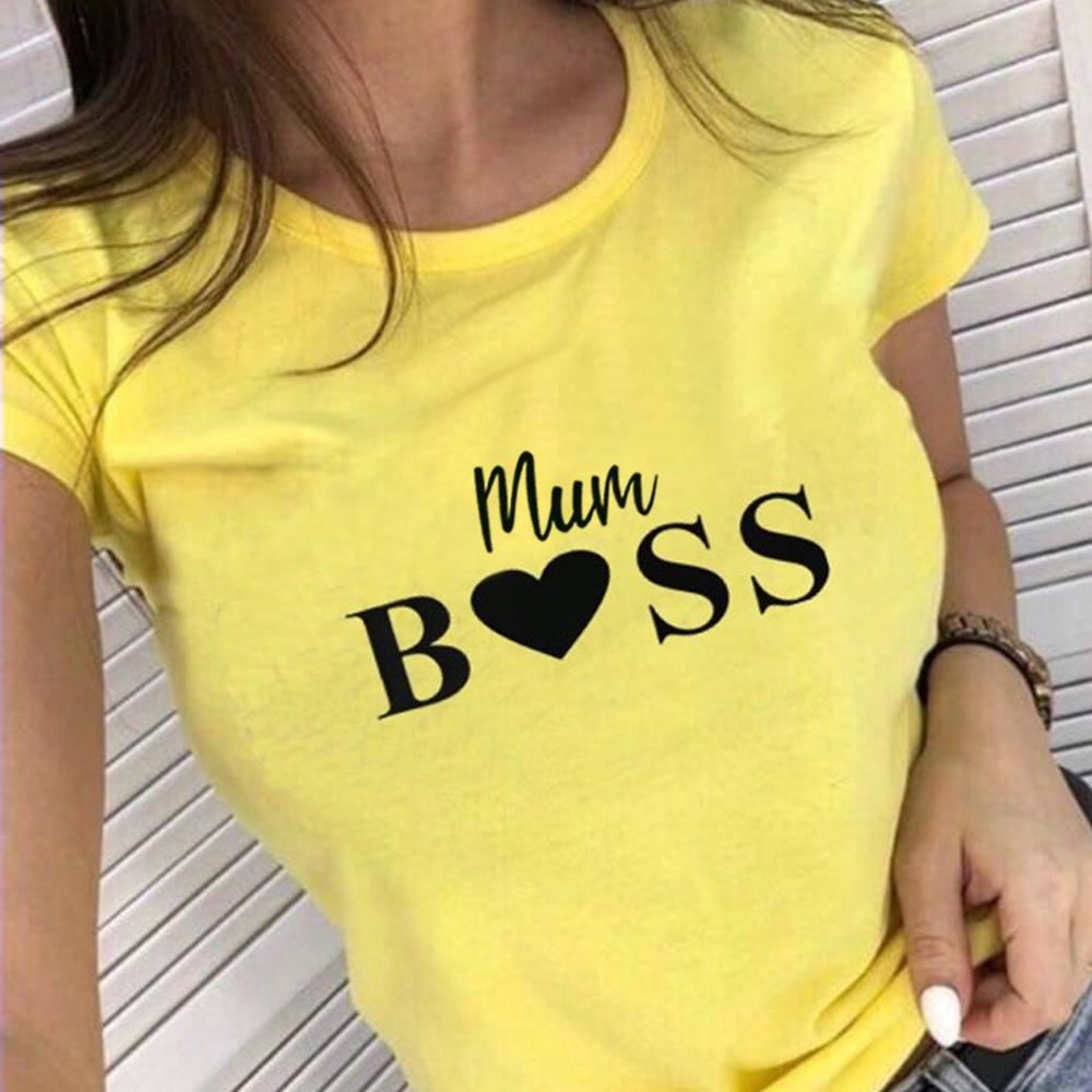 CLR Mum Boss Heart T-Shirt for Women - Stylish & Comfortable Casual Wear - Perfect for Mother's Day, Work, or Everyday Outfits