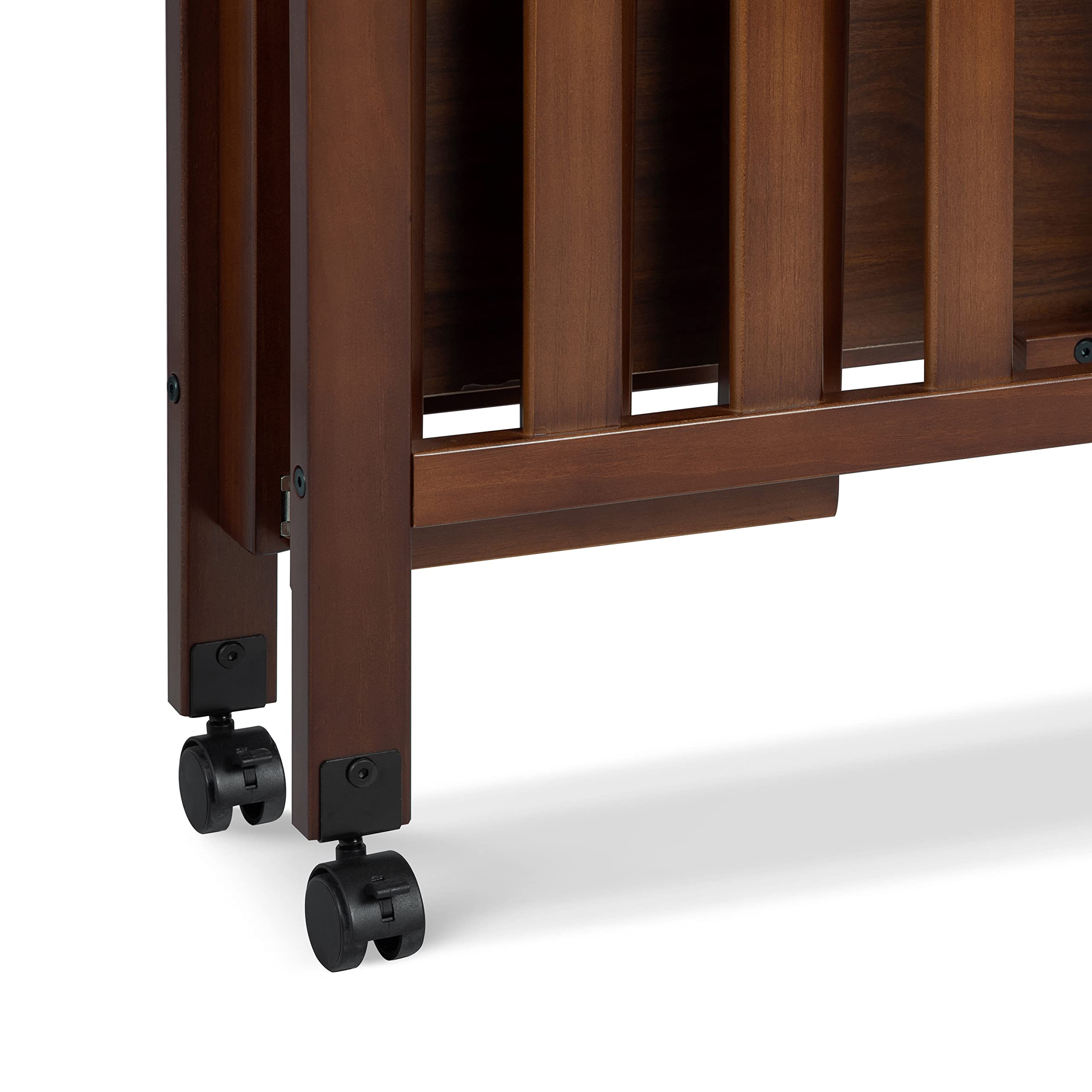 DaVinci Dylan 3-in-1 Portable Baby Crib with Wheels - Convertible Toddler Bed & Daybed - GREENGUARD Gold Certified Safe Nursery Furniture - 4 Adjustable Mattress Heights - Compact Design for Small Spaces - Easy Assembly - Espresso Finish - Ideal for Nursery, Bedroom, or Travel Use