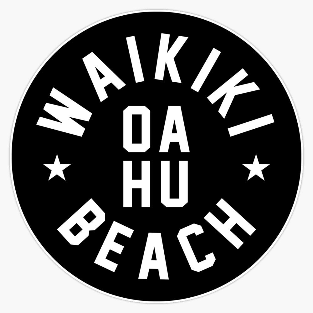 Waikiki Beach Honolulu Oahu Hawaii Waterproof Vinyl Sticker Decal - 5 Inch for Car, Laptop, Wall, Window, Bumper - Perfect for Travel Enthusiasts & Hawaiian Decor