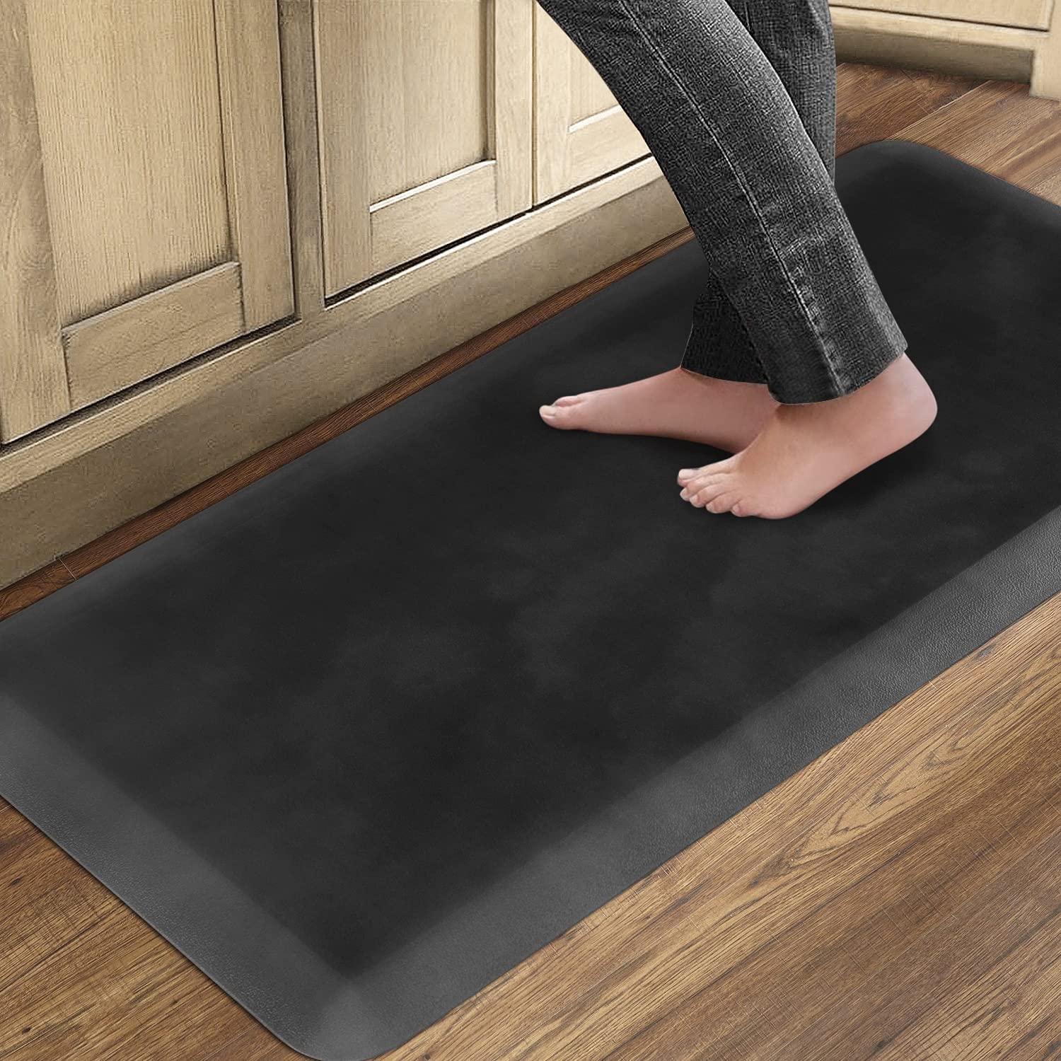 QSY Anti-Fatigue Kitchen Floor Mat - Comfort Standing Mat for Home, Office Desk & Garage - Non-Slip Cushion for Cooking, Workstations & Workbenches