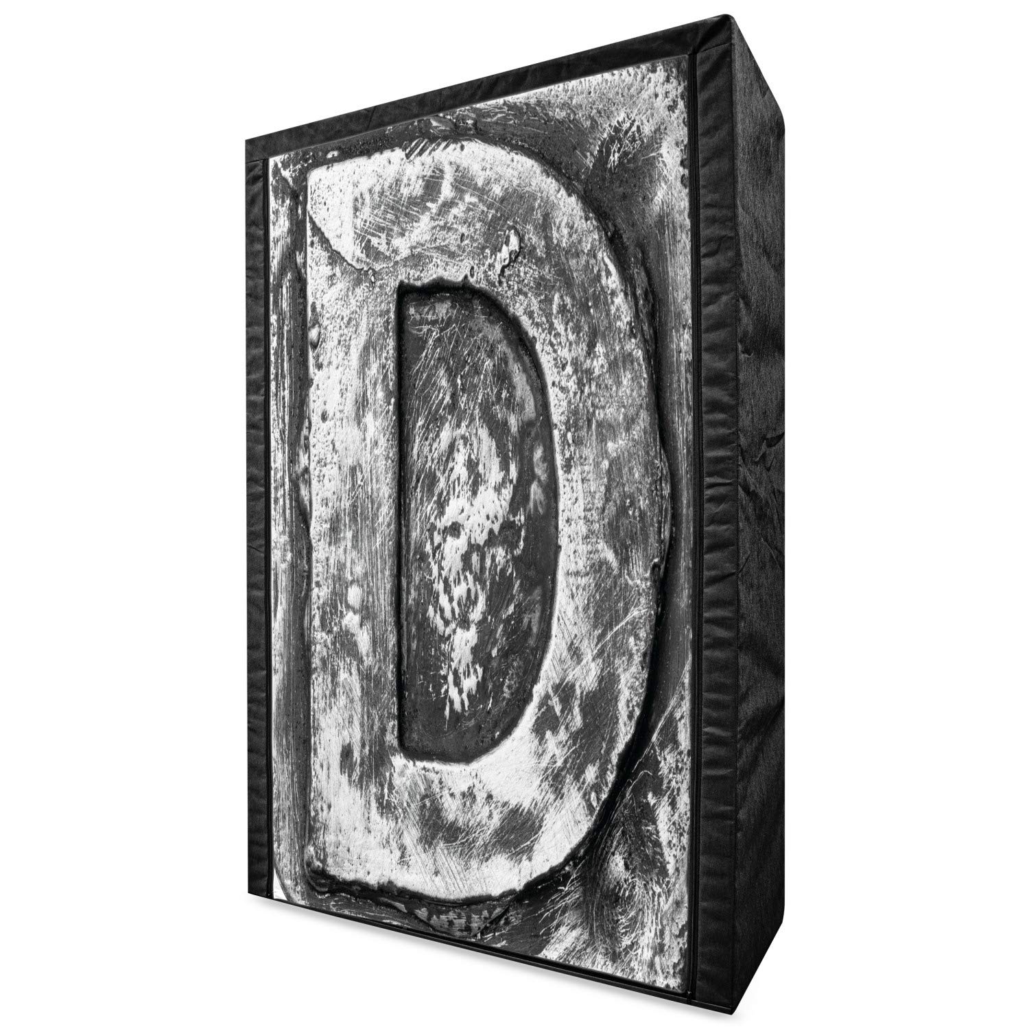 Ambesonne Letter D Fabric Wardrobe - Portable Closet Organizer with Shelves, 42.5 Inch, Black Grey - Perfect for Name Initial Decor, Kids' Room Storage & Dorm Organization