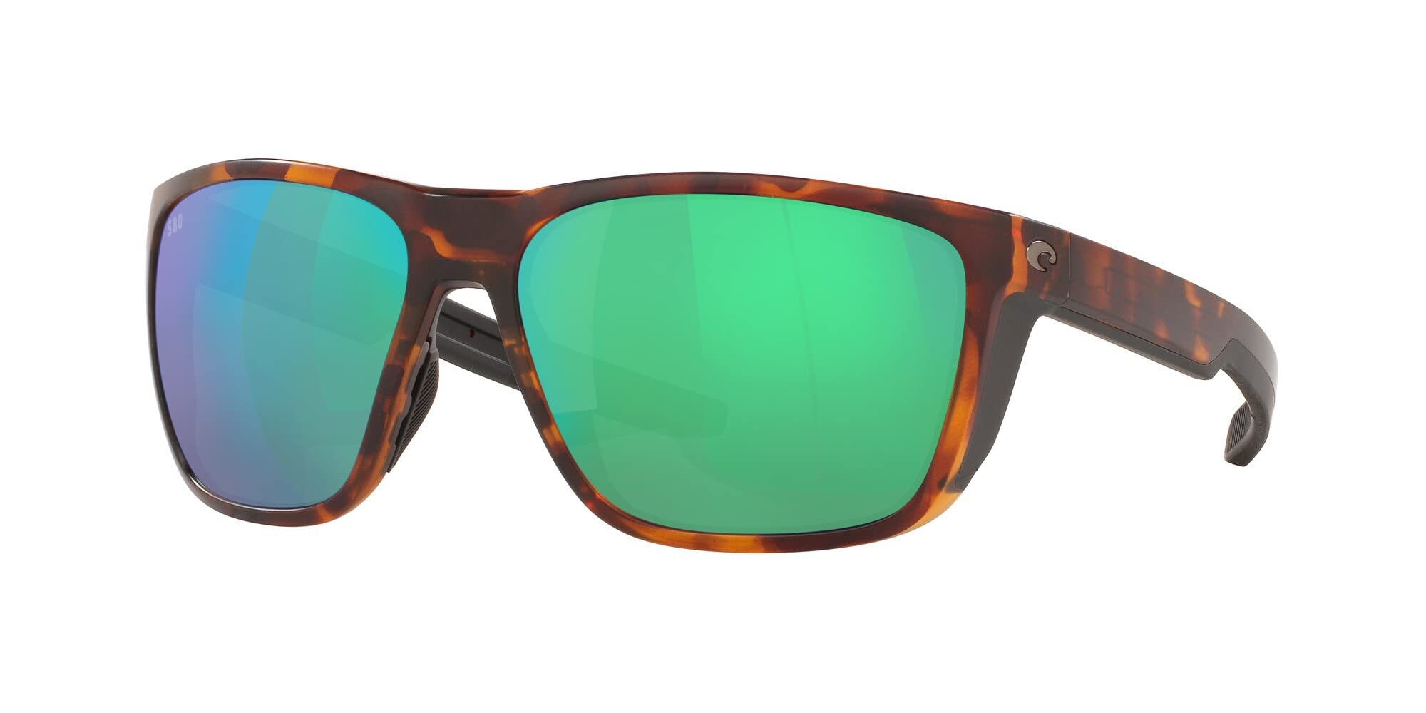 Costa Del Mar Men's Ferg Square Sunglasses - Matte Tortoise Frame with Green Mirrored Polarized Lenses (580G, 59mm) | UV Protection for Driving, Fishing & Outdoor Activities