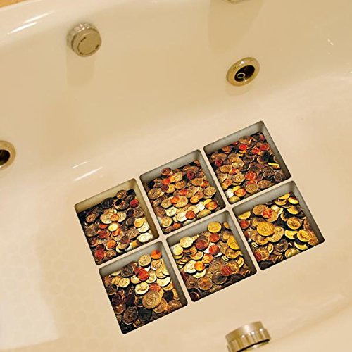 Anti-Slip 3D Bathtub Stickers - 6pcs Waterproof Wall Decals for Kitchen & Bathroom Safety