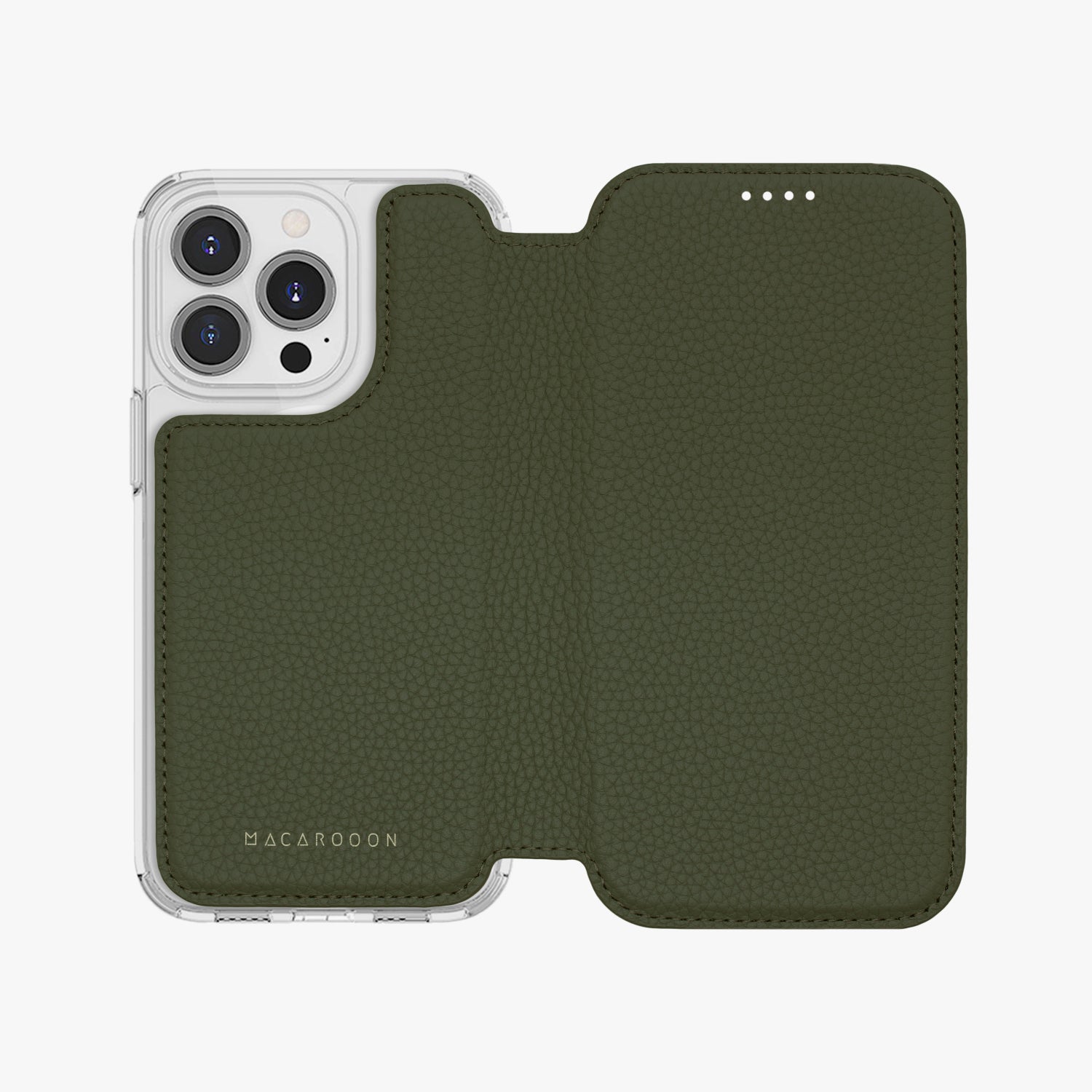 Premium iPhone 15 Pro Leather Flip Case with MagSafe - Slim Protective Cover with Clear Back for Wireless Charging | Perfect for Work, Travel & Everyday Use