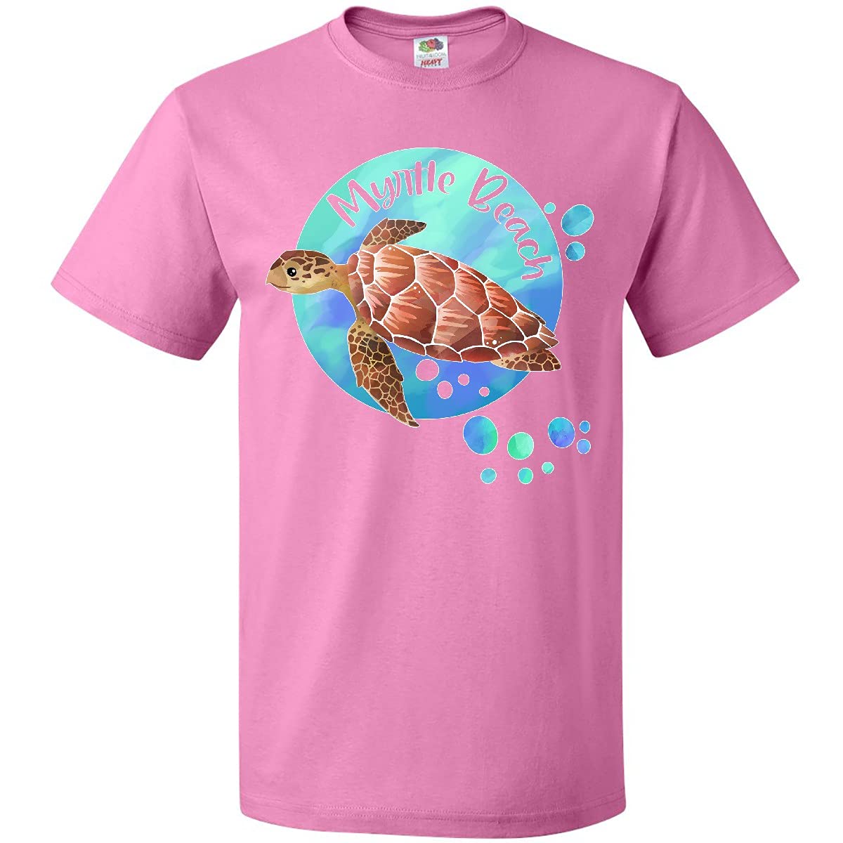 Inktastic Myrtle Beach Sea Turtle and Bubbles Graphic T-Shirt for Men & Women - Comfortable Cotton Tee for Beach Vacation, Summer Outfits & Casual Wear