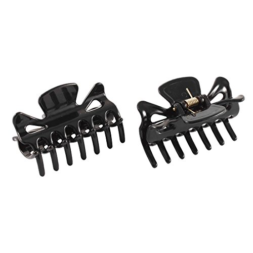 STORE99® 14 Teeth Spring Loaded Hair Claw Clip - 2 Pack Black Hair Clamps for Women | Secure Hold for Ponytails, Buns & Updos (Great for Work, Gym & Everyday Use)