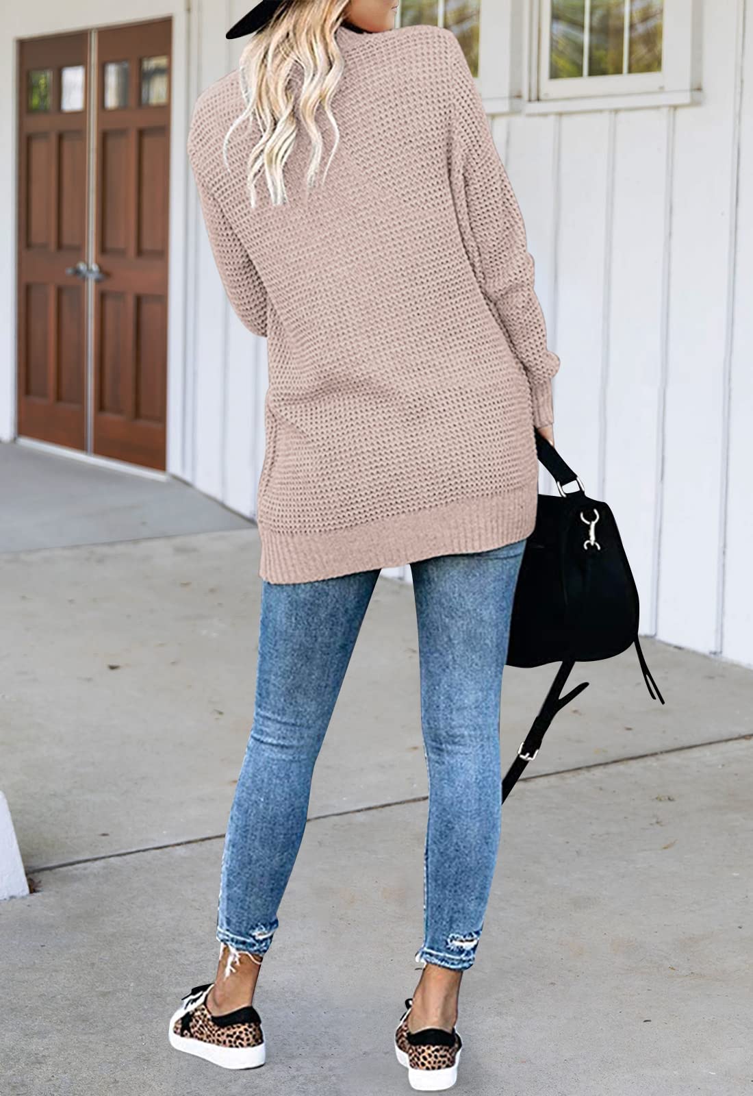 MEROKEETY Women's Long Sleeve Open Front Cardigan - Chunky Knit Draped Sweater Coat for Fall & Winter | Casual Office Wear, Layering Piece, Coffee Date Outfit