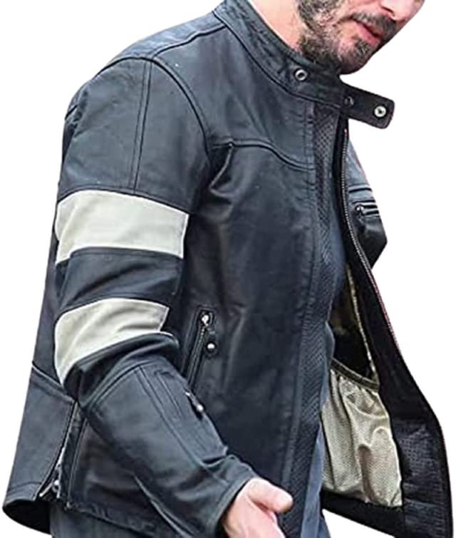 Keanu Reeves Black Retro Motorcycle Jacket - Genuine Lambskin Leather Biker Jacket for Men | Perfect for Riding, Cosplay & Fashion Outfits