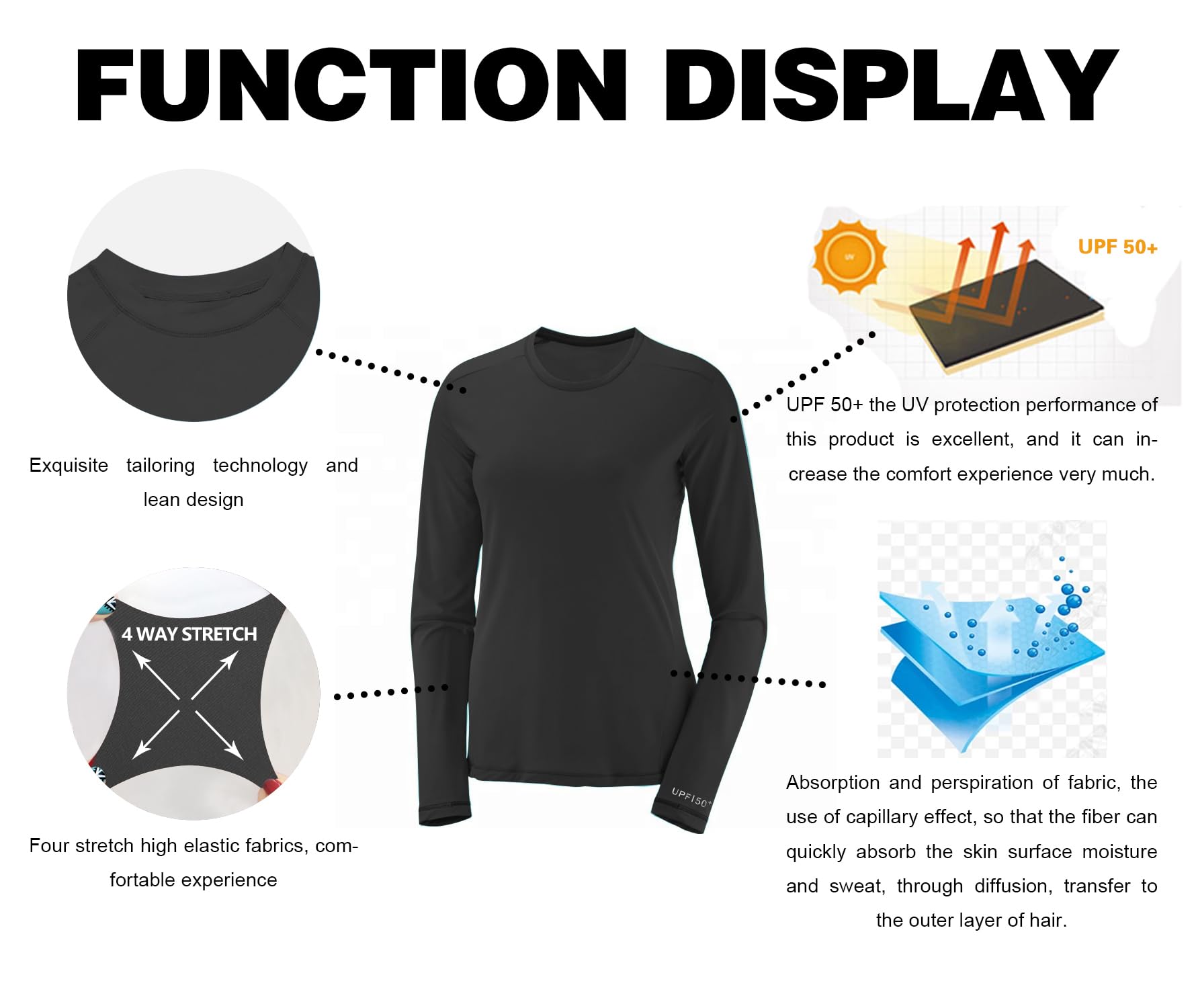 BUBBLELIME Women's UPF 50+ Long Sleeve Rashguard Swim Shirt - Sun Protective Surfing Top for Swimming, Beach & Outdoor Water Activities
