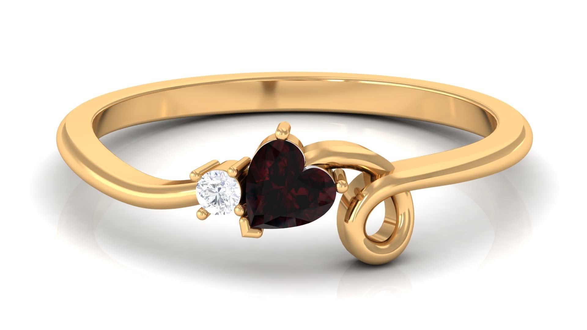 0.50 CT Heart-Shaped Garnet and Diamond Ring for Women, 14K Solid Gold Twisted Promise Ring - Perfect for Anniversaries, Valentine's Day & Special Occasions