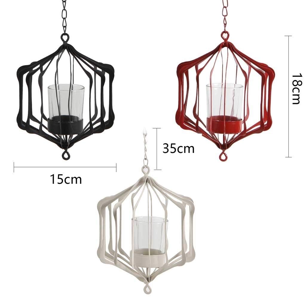 Modern Minimalist Wrought Iron Candle Chandelier - 35cm Chain Black Candle Holder for Home, Garden & Cafe Decor - Elegant Wall Sconces for Romantic Ambiance, Wedding & Outdoor Lighting