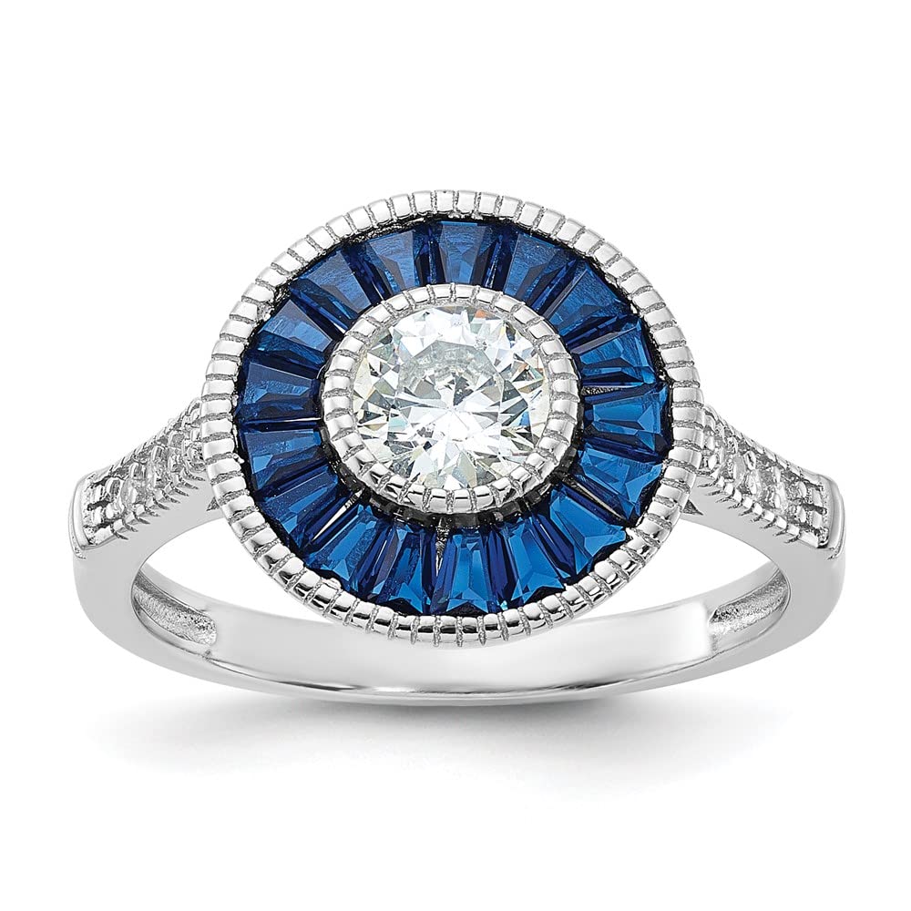 925 Sterling Silver Synthetic Blue Spinel & Cubic Zirconia Ring for Women | Elegant Fine Jewelry Gift for Her | Perfect for Anniversaries, Birthdays & Special Occasions