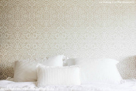 Palace Trellis Moroccan Wall Stencil - DIY Home Decor, Arabic Pattern Template for Painting, Wall Art, Furniture & Crafts - Perfect for Bedroom, Living Room, and Boho Style Interior Design