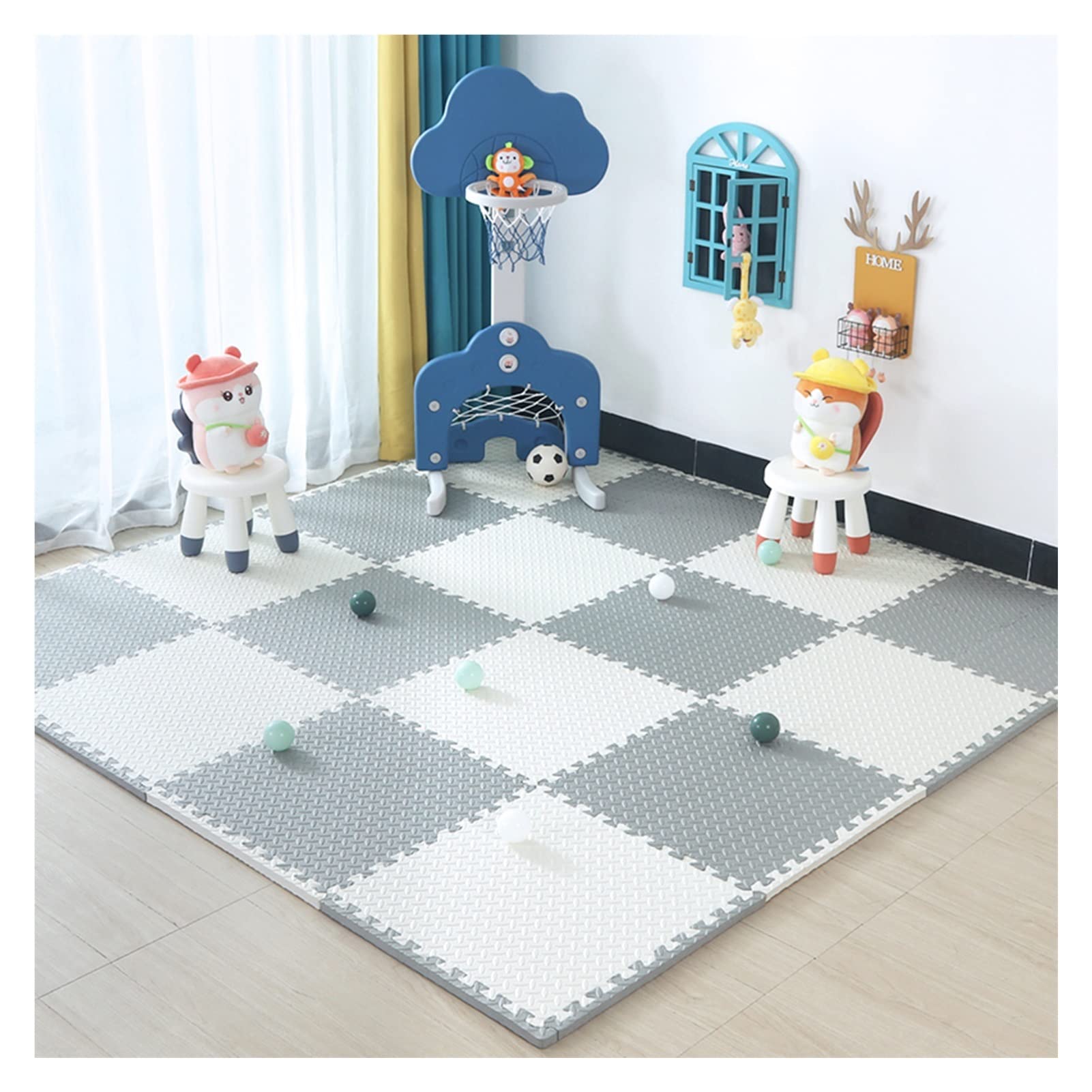 BDSHL Interlocking EVA Foam Play Mat - 60x60x2.5cm Non-Slip Puzzle Floor Tiles for Home Gym, Kids Playroom & Exercise Area (4-Piece Set, Solid Colors) - Perfect for Yoga, Workouts & Toddler Safe Play Spaces