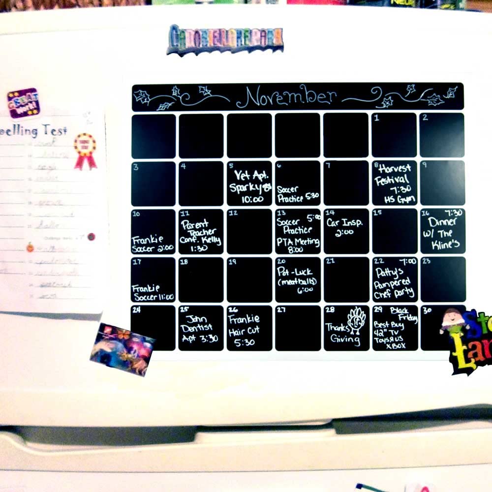 Cohas Magnetic 1-Month Dry Erase Calendar with White Markers & Blackboard - Side by Side Design for Office, Kitchen, or Classroom Organization