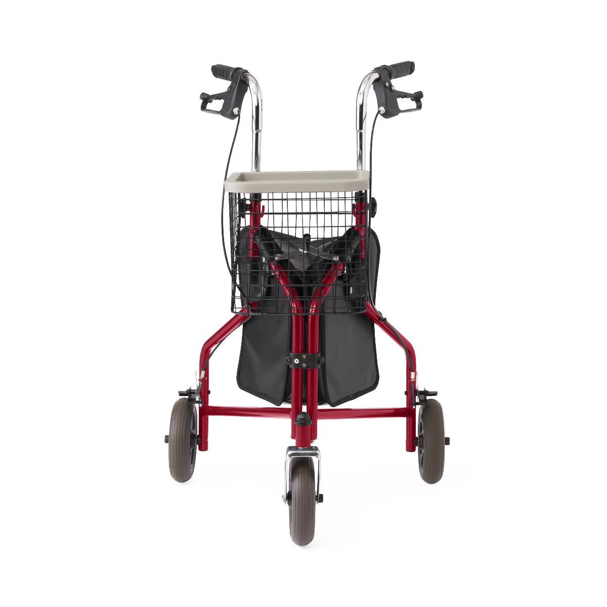 Medline 3 Wheel Steel Rollator Walker for Seniors & Adults - Lightweight Mobility Aid with Seat & Basket - Ideal for Indoor & Outdoor Use, Shopping, Travel & Recovery