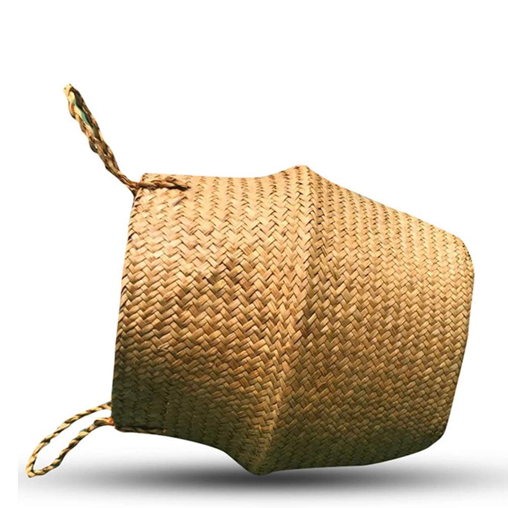 Handwoven Bamboo Storage Basket - Decorative Laundry Basket, Toy Organizer, Planter & Beach Bag | Portable & Multipurpose for Home, Garden & Travel