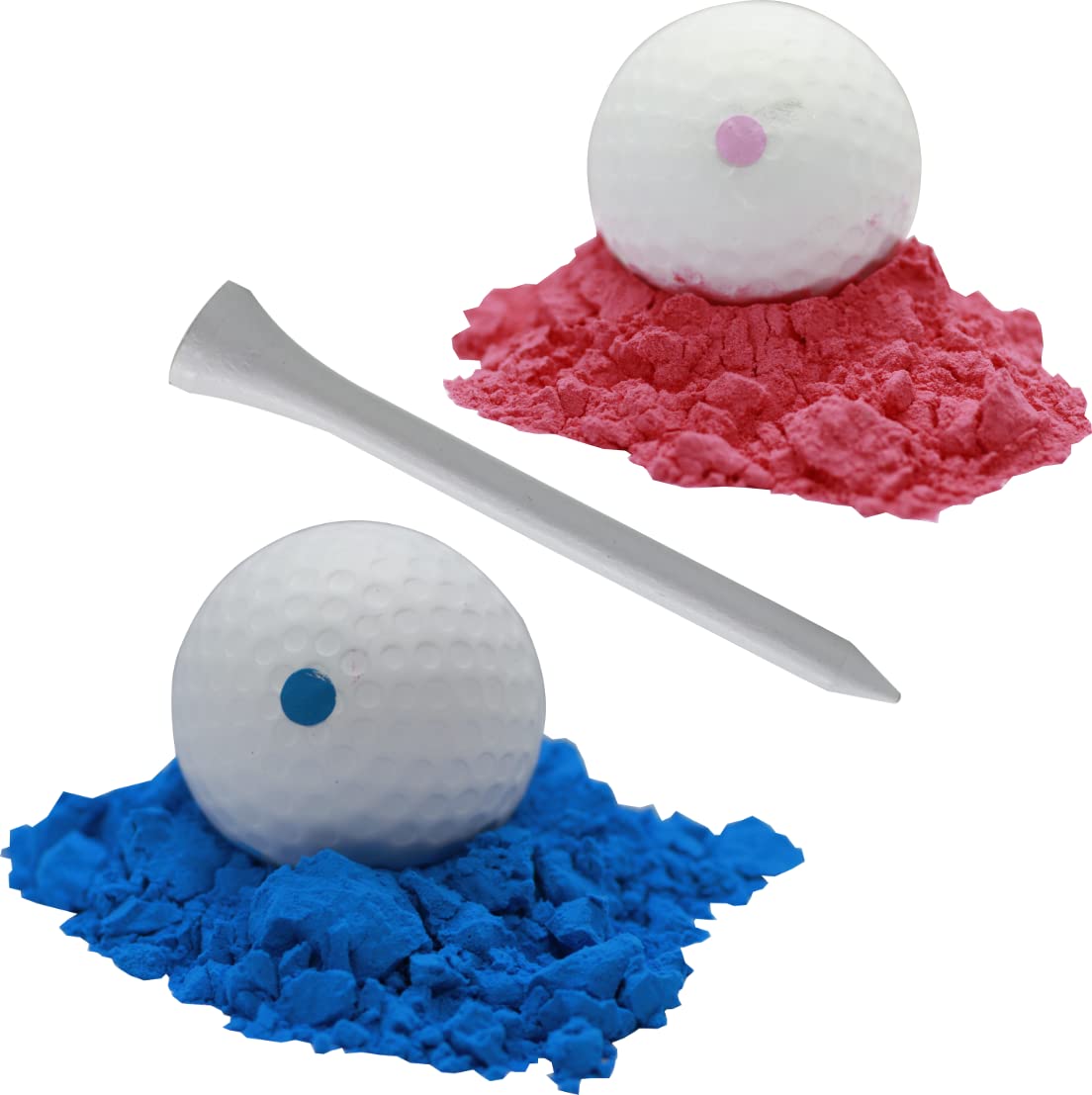 Gender Reveal Golf Balls - Set of 2 Exploding Powder Golf Balls (1 Pink & 1 Blue) with Tee - Fun Backyard Gender Announcement Party Supplies for Baby Shower & Pregnancy Reveal Celebrations