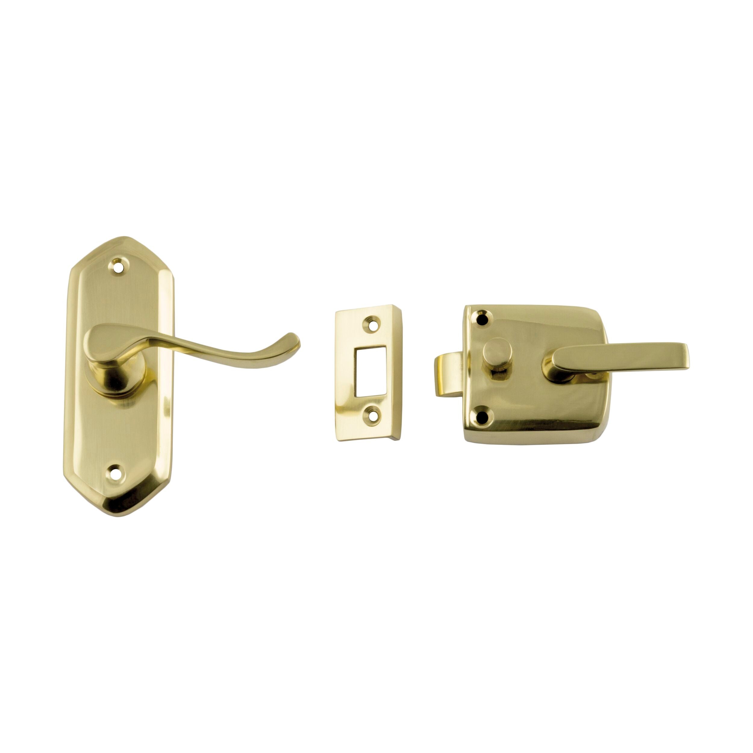 1193 Right Hand External Screen Door Latch - Polished Brass (H98xW36mm P40mm) - Perfect for Patio, Porch & Storm Doors