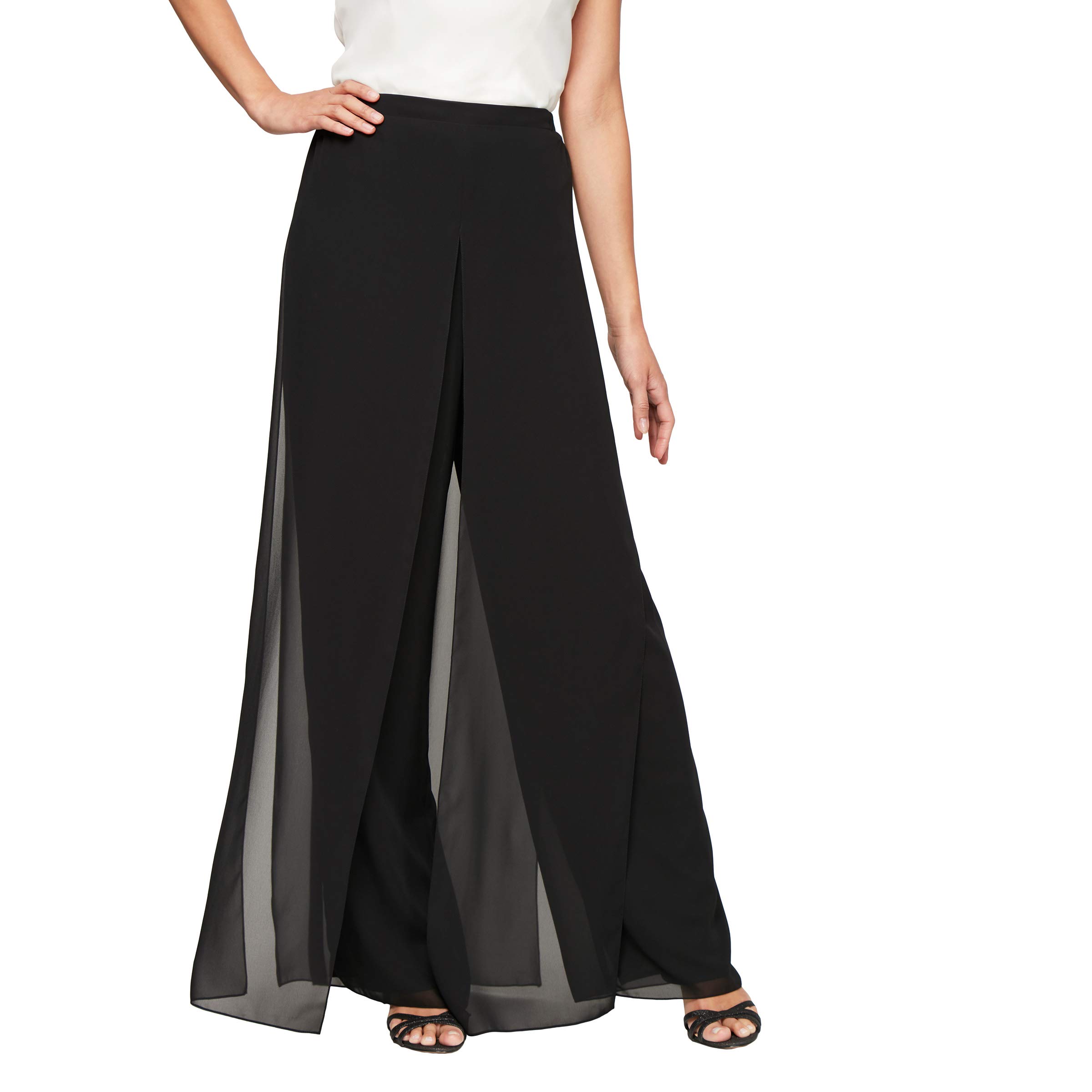Alex Evenings Women's Wide Leg Chiffon Dress Pants - Elegant Formal Wear for Mother of The Bride, Wedding Guest & Special Occasions (Petite & Regular Sizes) | Perfect for Weddings, Galas & Evening Parties
