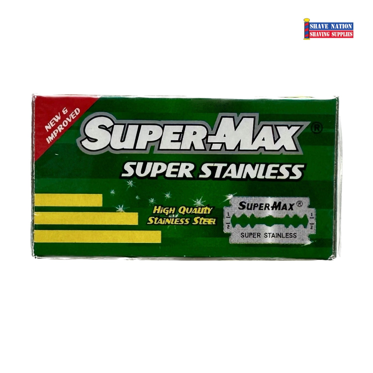 SuperMax Super Stainless Double Edge Razor Blades - 5 Pack (5 Count) for Men's Shaving & Barber Use - Smooth Shave for Face, Head & Body Grooming