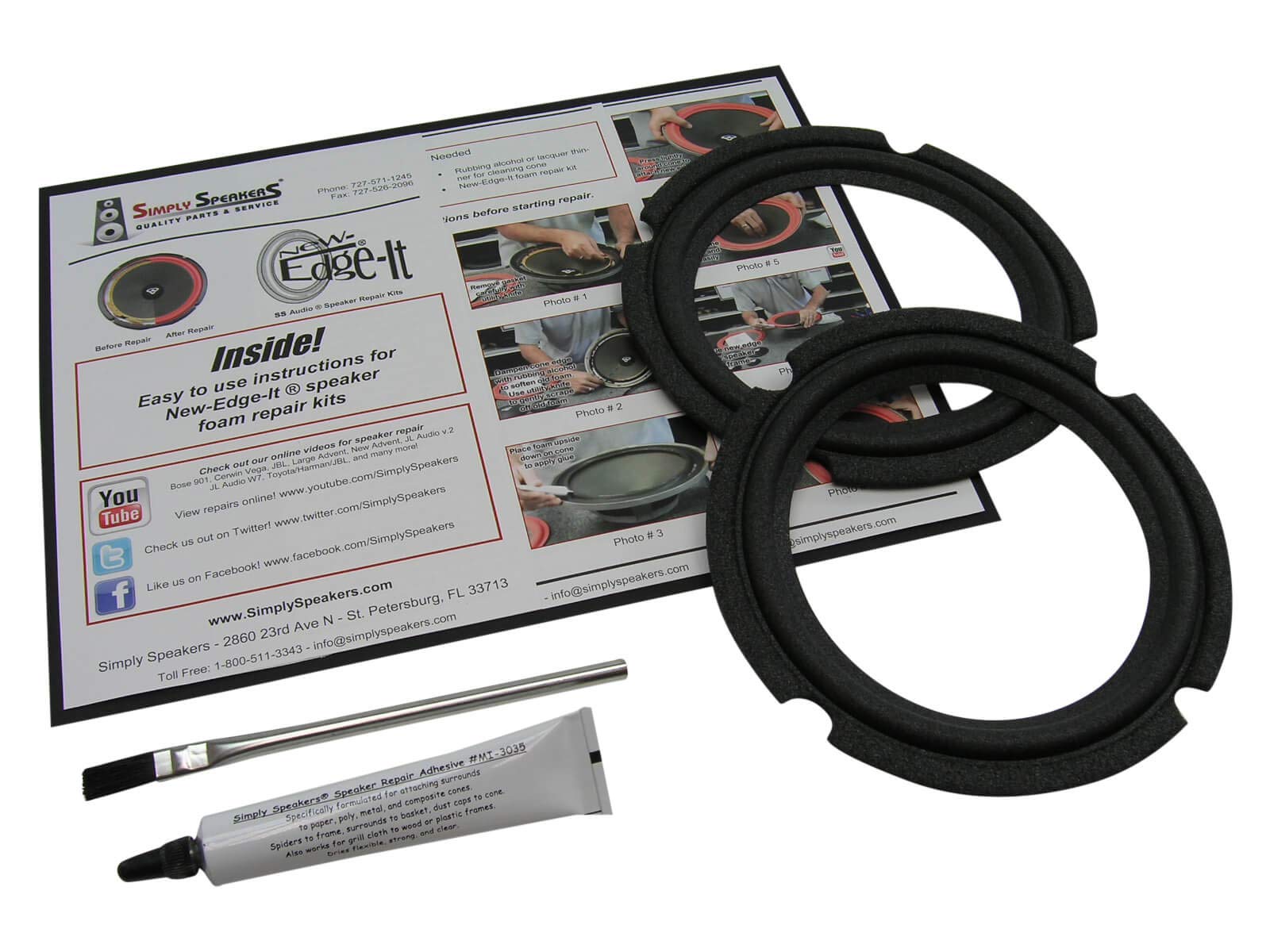 Simply Speakers 6.5 Inch Foam Speaker Repair Kit - Compatible with JBL Control 5, Pro 8, TLX-121, FSK-6.5JBL (Pair) - Perfect for Home Audio and Studio Monitor Repairs