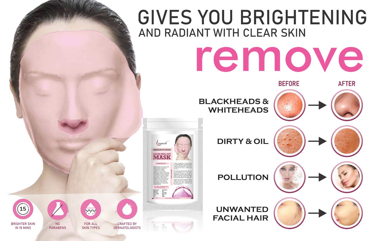 Brightening Algae Peel Off Mask - Deep Cleansing & Skin Glow - Best for Acne, Blackheads & Dull Skin - Perfect for Spa Night & Self Care Routine