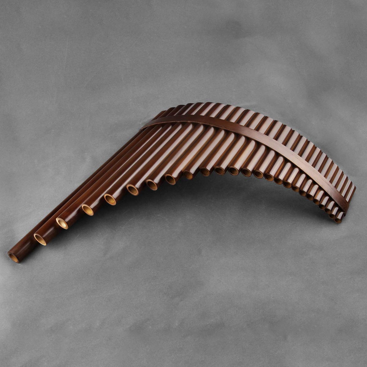 Professional 22/25 Pipes C Key Pan Flute - Traditional Chinese Musical Instrument with Brown Finish & Black PU Bag - Easy to Learn Panpipes for Beginners (Right Hand) - Perfect for Live Performances, Music Therapy & Cultural Events