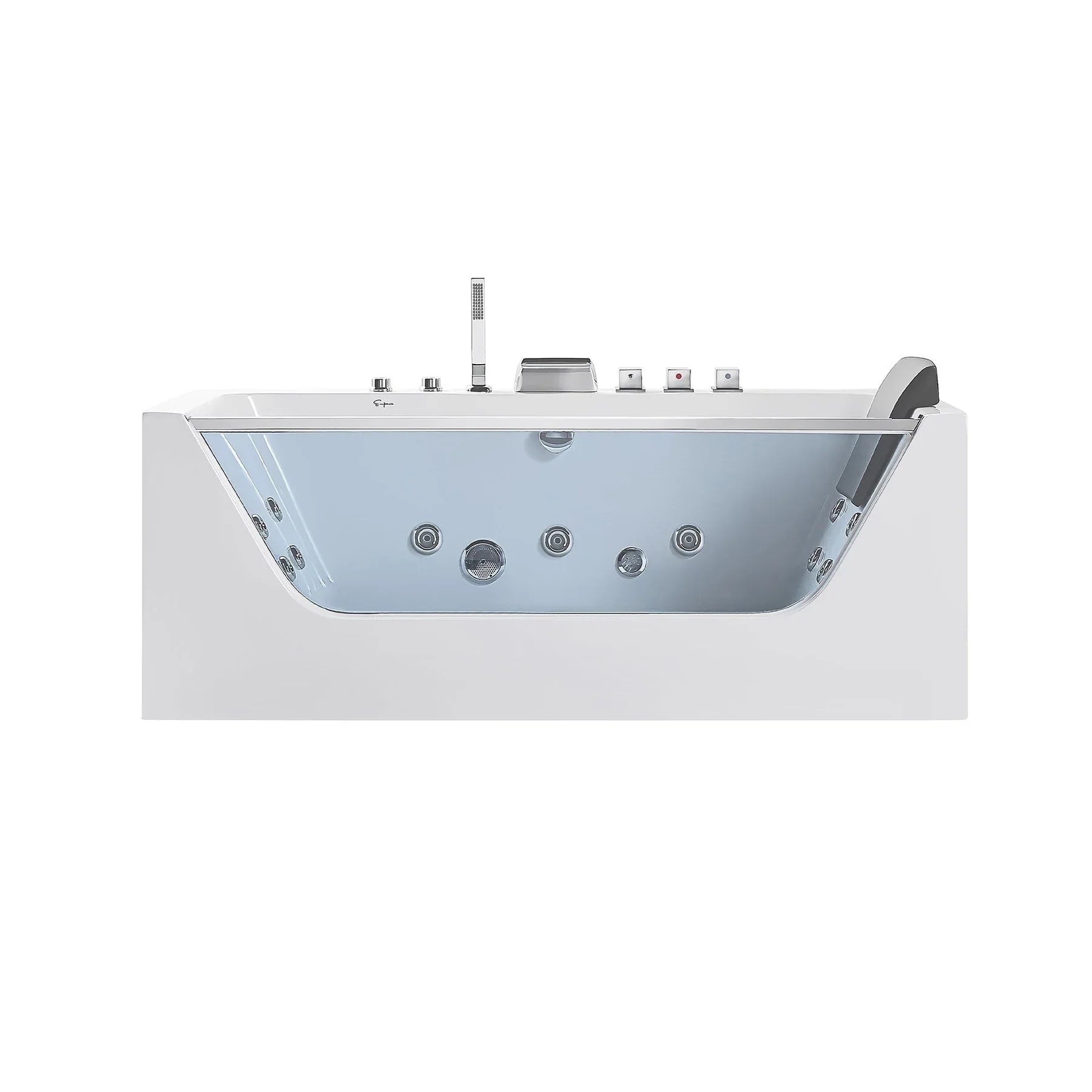 Empava 59-Inch LED Jetted Hydromassage Bathtub with Waterfall Faucet - Freestanding Soaking Tub for Luxury Spa Experience at Home (Model 59JT408LED) - Perfect for Master Bathroom Relaxation and Stress Relief