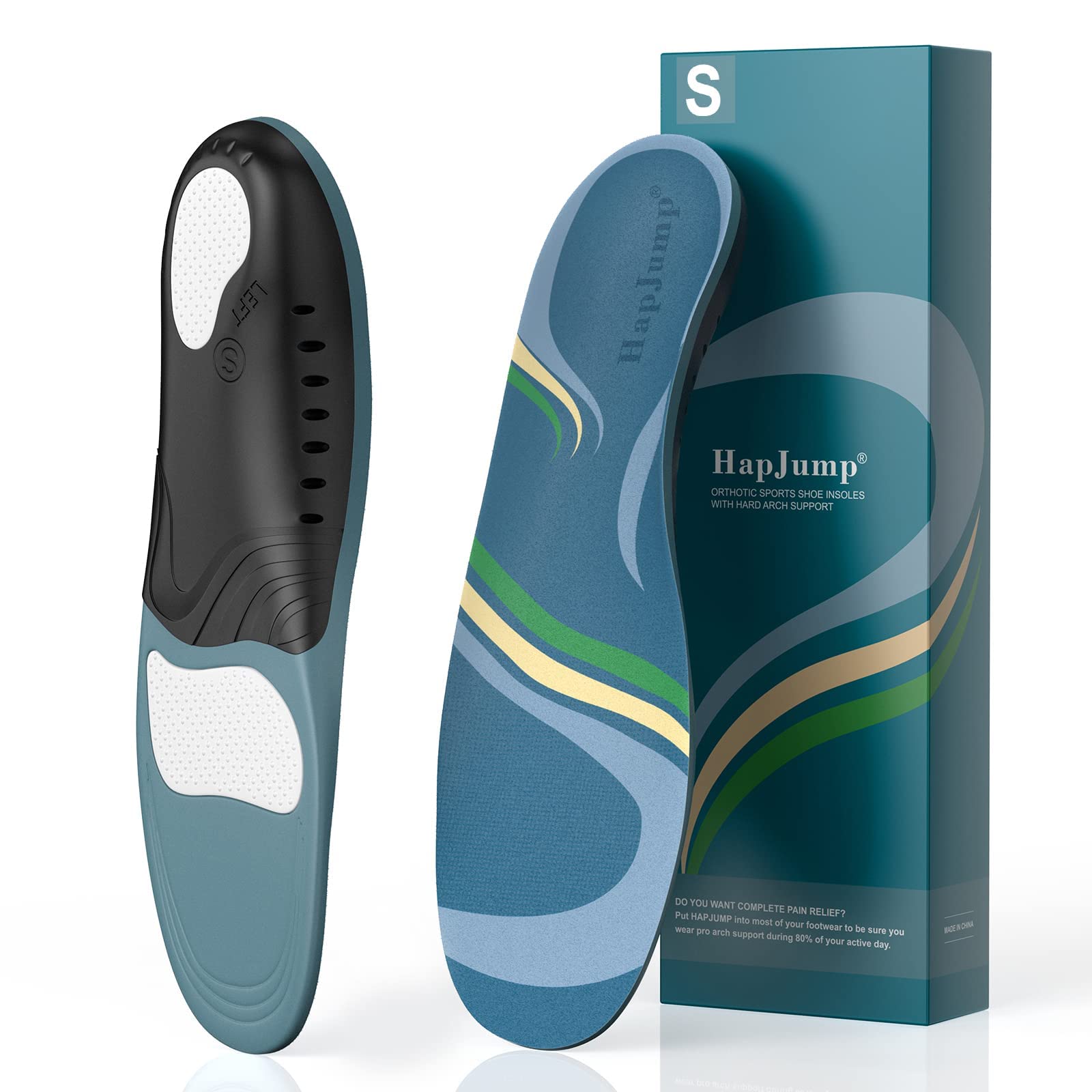 Plantar Fasciitis Pain Relief Insoles - Arch Support Orthotics for Flat Feet - Motion Control Shoe Inserts for Work Boots - Comfortable Men & Women Foot Support - Improve Balance & Posture - Perfect for Running, Walking & Standing All Day