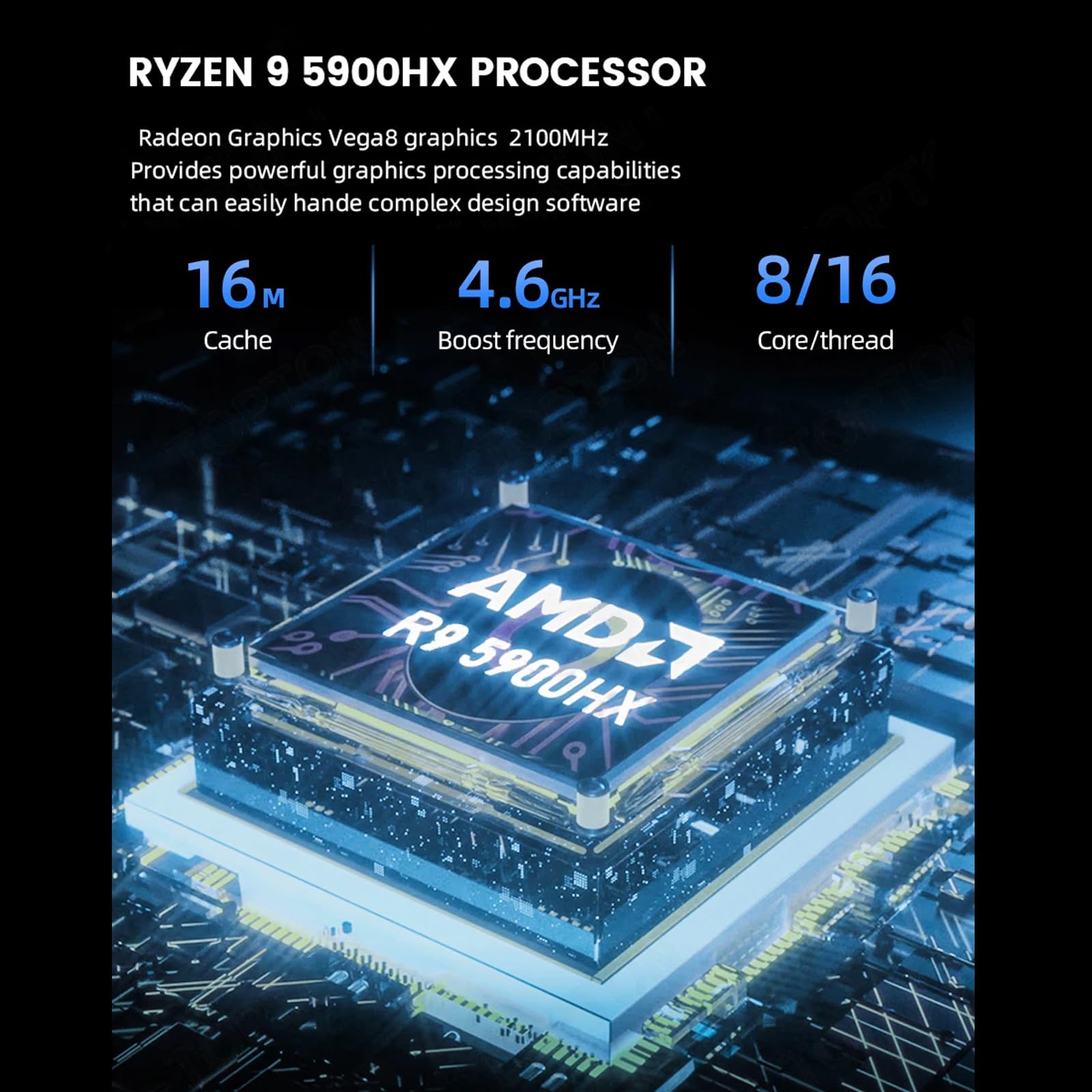 Tuofudun Mini PC Ryzen 7 5800H 8-Core Barebone System for Home Office