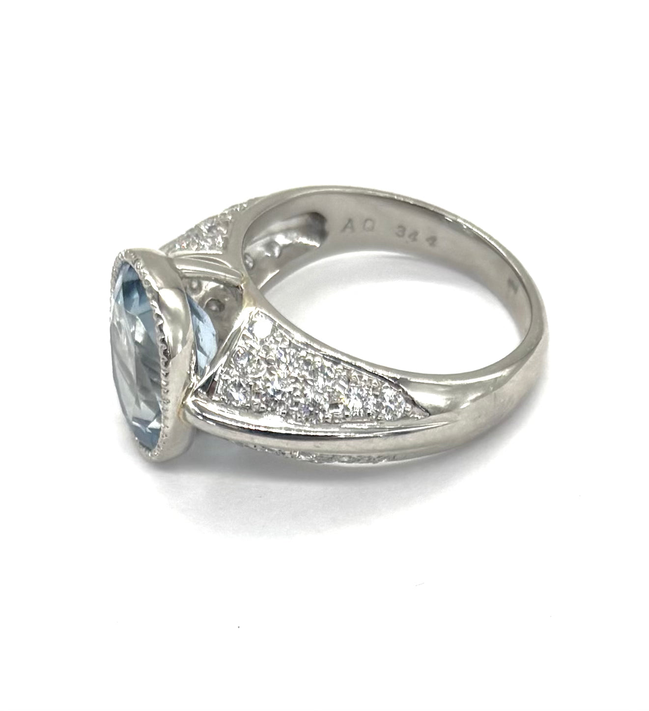 Platinum Diamond & Aquamarine Oval Ring for Women - Elegant Wedding, Engagement & Anniversary Jewelry Gift