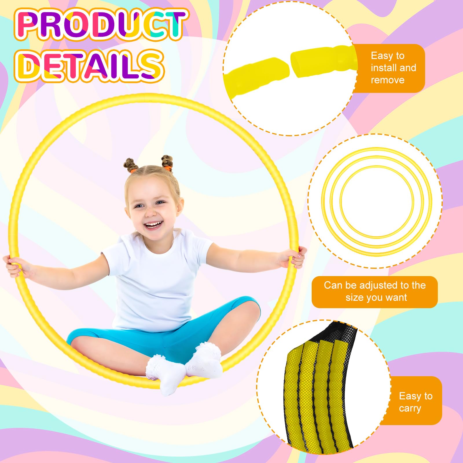 Shappy 6-Pack Adjustable Plastic Hoops for Gym, Play & Dog Agility Training