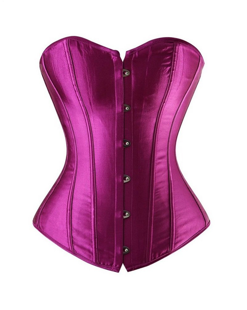 Purple Satin Gothic Corset - Burlesque Bustier Waist Trainer for Women - Victorian Steampunk Costume Top - Perfect for Cosplay, Burlesque Shows & Gothic Fashion
