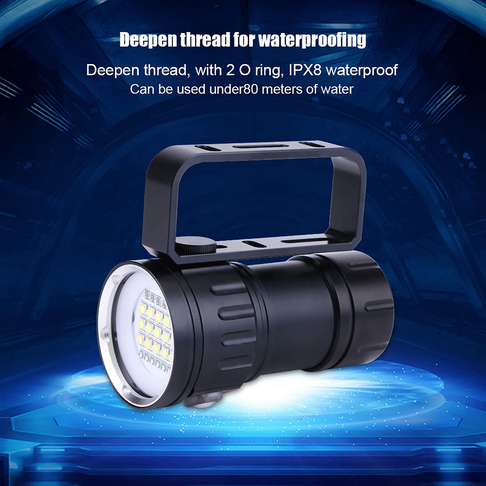 18000LM IPX8 Waterproof Underwater Diving Flashlight - 80m Deep Dive Torch for Scuba Diving, Snorkeling, Underwater Photography & Videography - Perfect for Night Diving, Cave Exploration and Marine Life Observation
