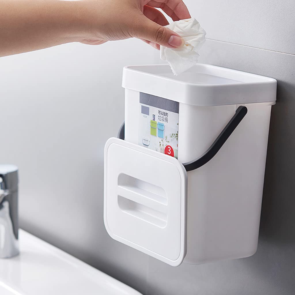 5L Wall-Mounted Small Trash Can for Kitchen Cabinet Door - Space Saving