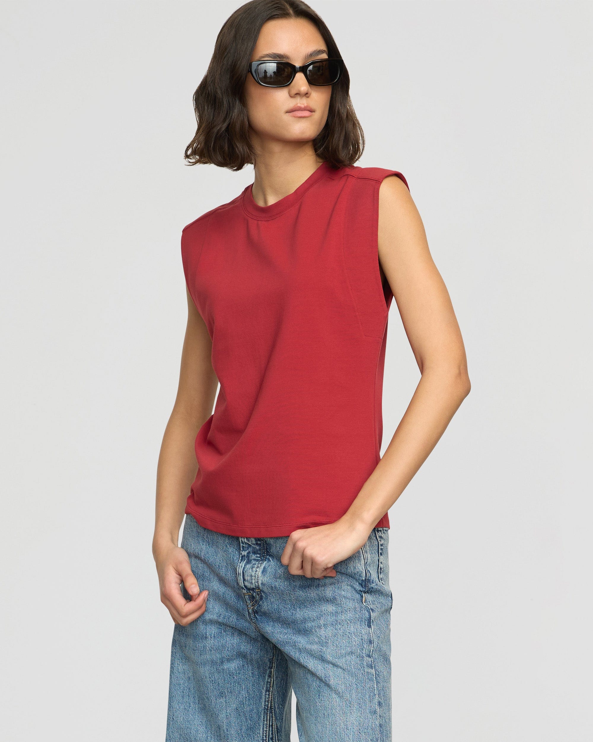 Organic Cotton Structured Shoulder Tee for Women - Soft Comfortable Blouse for Casual Wear & Everyday Outfits