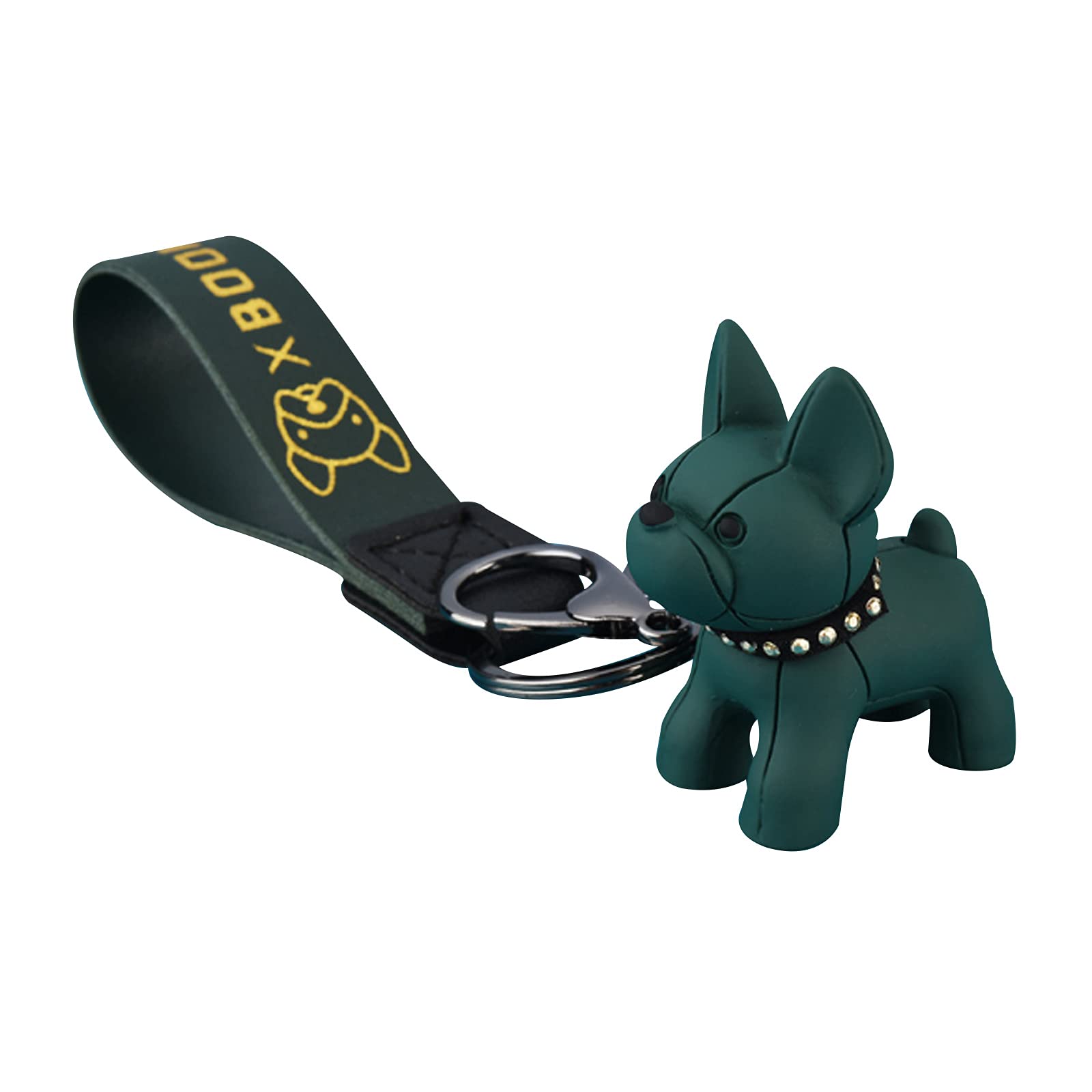 French Bulldog Rubber Keychain - 1PCS Cute Dog Key Chain for Car Keys, Purse, Handbag & Backpack Accessories (Green) - Perfect Gift for Pet Lovers & Travel Essentials