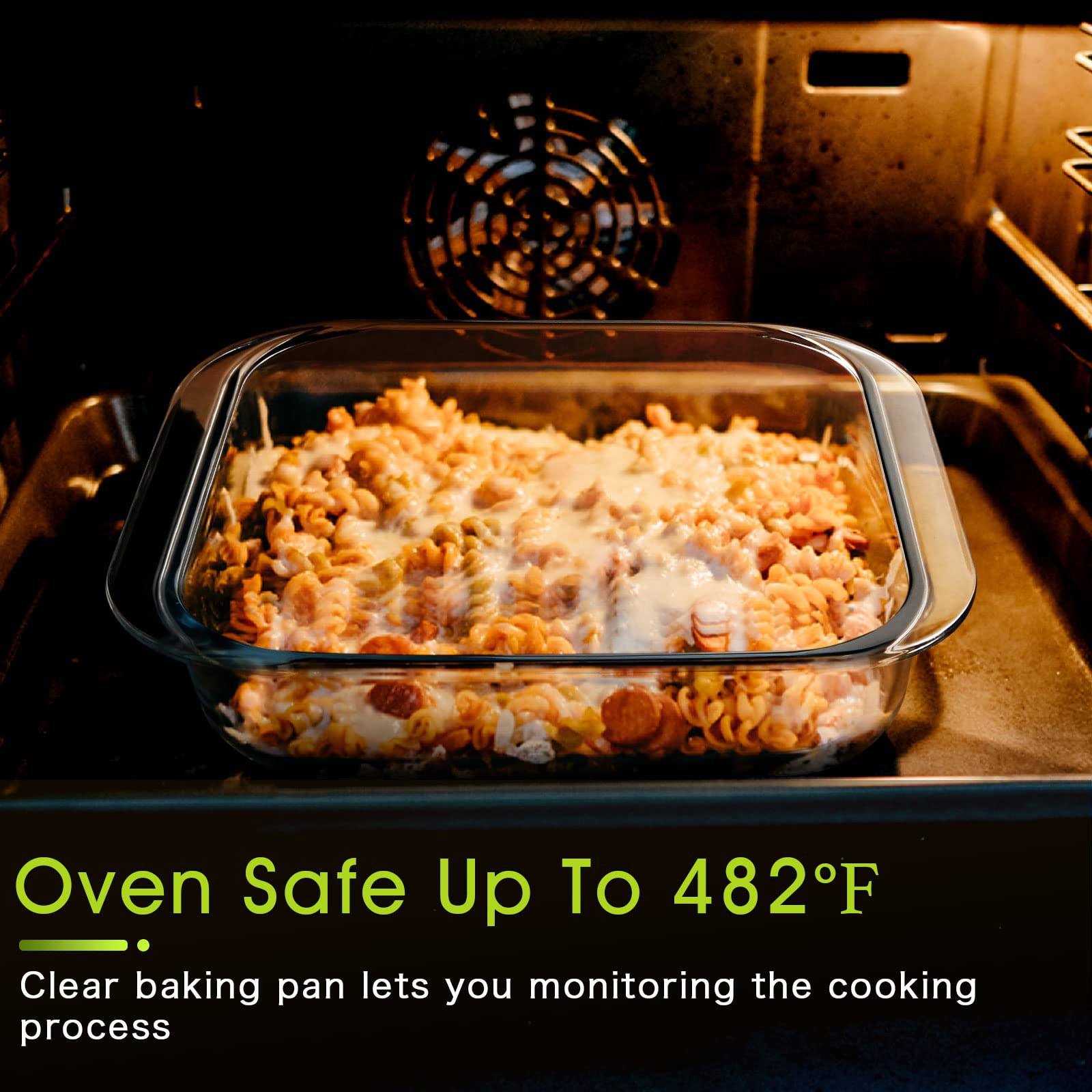 Nutriups 1.7QT Square Glass Baking Pan - Oven Safe Baking Dish for Brownies, Lasagna & Casseroles | Perfect for Holiday Cooking & Family Gatherings